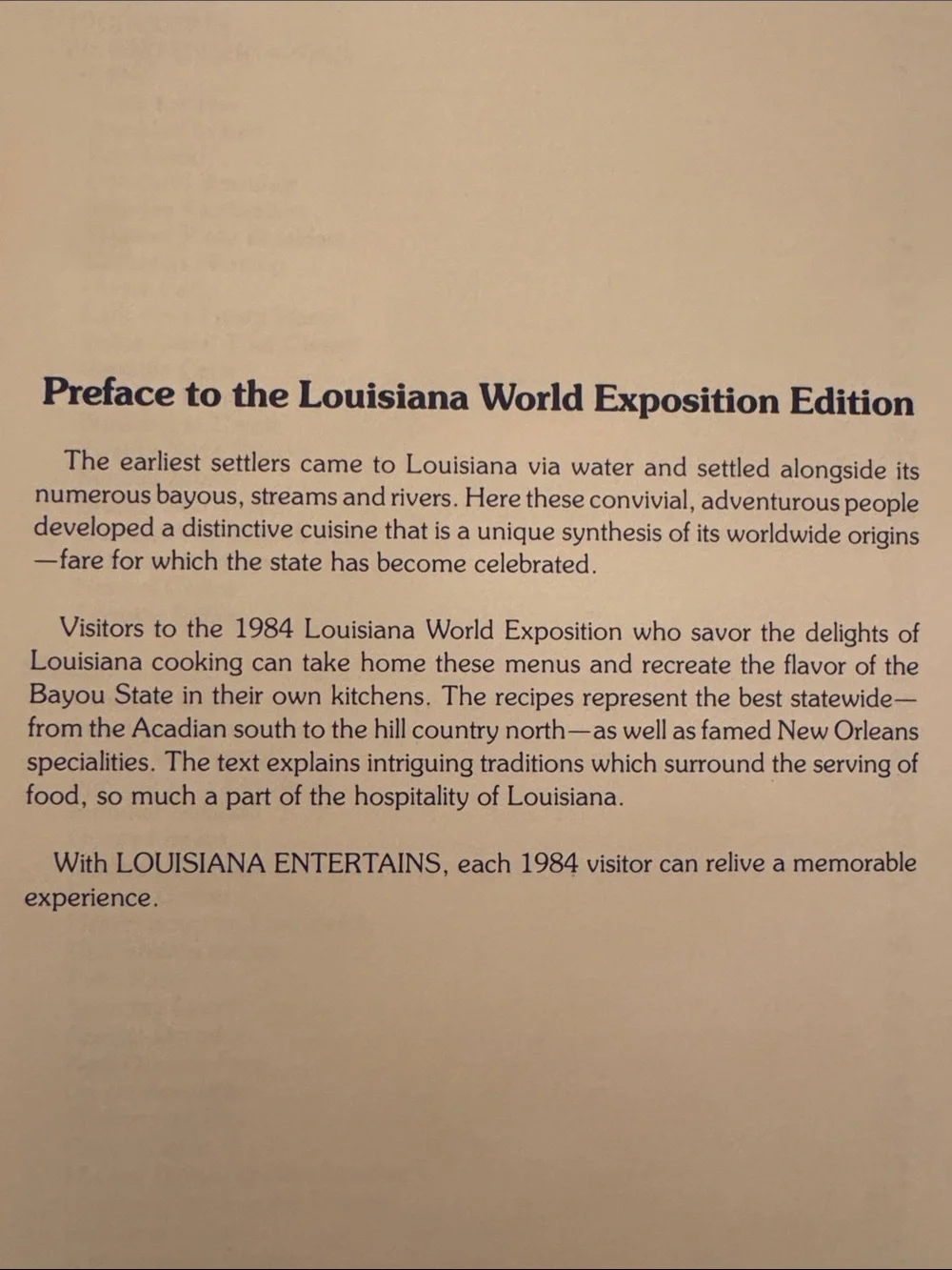 Louisiana Entertains Official Cookbook 1984 Louisiana World Exposition